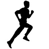 Silhouettes. Runners on sprint, men. vector illustration.