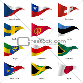 Set  Flags of world sovereign states. Vector illustration. 