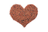 Red camargue rice in a heart shape