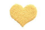 Bulgur wheat in a heart shape