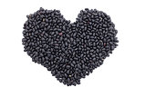 Black turtle beans in a heart shape
