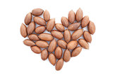 Pecan nuts in a heart shape