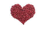 Red kidney beans in a heart shape
