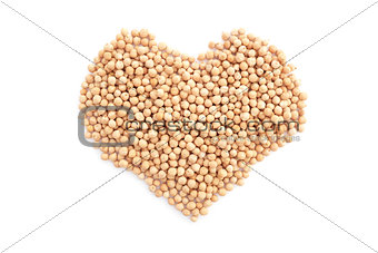 Dried chick peas in a heart shape