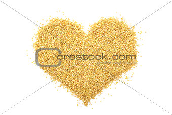 Millet grain in a heart shape