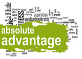 Absolute advantage word cloud with green banner