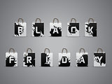Black friday shopping bags with splattered letters