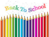 Back to school background with pencils and text
