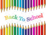 Back to school background with pencils and waving text
