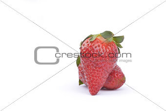 fresh raw strawberries  over white background