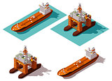 Vector isometric tanker and oil rig