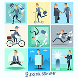 Set businessman collection business situations