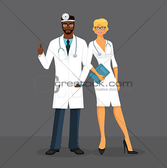 Man and woman doctors