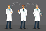Man doctor in various poses