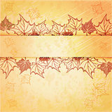 Autumn maple leaf vector frame with copy space on white background. Fall set.