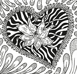 Abstract background with doodling hand drawn patterns, heart with streaks