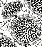 Background with doodling hand drawn sunflowers