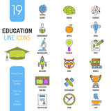 Online Education Thin Lines Color Web Icon Set
