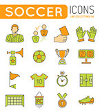 Soccer Thin Lines Color Web Icon Set