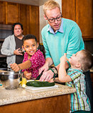 Same Sex Couple with Kids in Kitchen