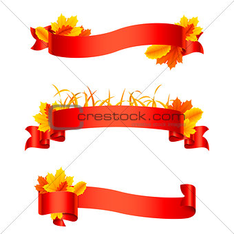 Red Autumn Ribbons and Banners