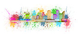 Vancouver BC Skyline Paint Splatter Illustration