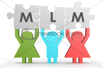 MLM - Multi Level Marketing puzzle in a line