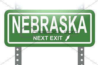 Nebraska green sign board isolated 