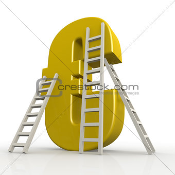 Yellow euro sign with ladder