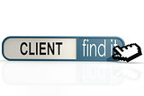 Client word on the blue find it banner