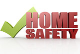 Green check mark with home safety word