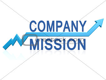 Company mission with blue arrow