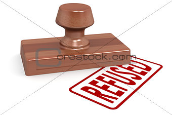 Wooden stamp refused with red text