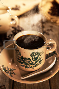 Traditional style Nanyang coffee in vintage mug