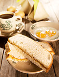 Traditional Malaysian breakfast kaya butter toast