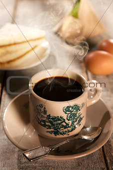 Traditional Malaysian kopitiam coffee and breakfast