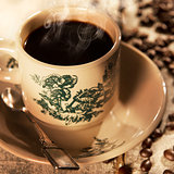 Traditional style Malaysian Chinese coffee in vintage mug