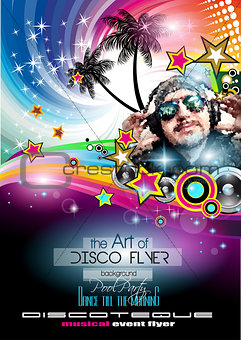 Club Disco Flyer Set with LOW POLY DJs 