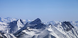 Panoramic view on winter mountains at morning