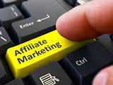 Affiliate Marketing Concept. Person Click Keyboard Button.