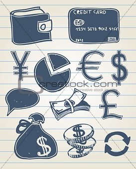 Finance doodle set