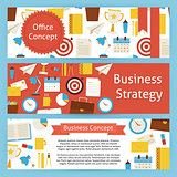 Office Concept and Business Strategy Vector Template Banners Set
