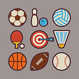 Sport Items Modern Flat Icons Set