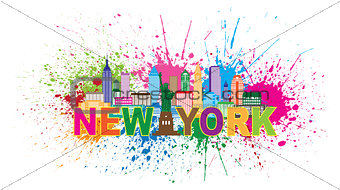 New York City Skyline Paint Splatter Illustration