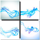 Abstract blue water splash isolated on white background.