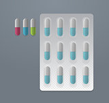 Vector set of colorful pills 