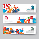 banner set of summer and travel