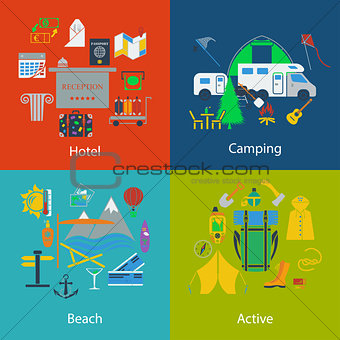 Set of Travel and Camping designs 