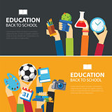education and back to school banner concept flat design