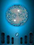 Disco ball with dial on blue metallic portrait background